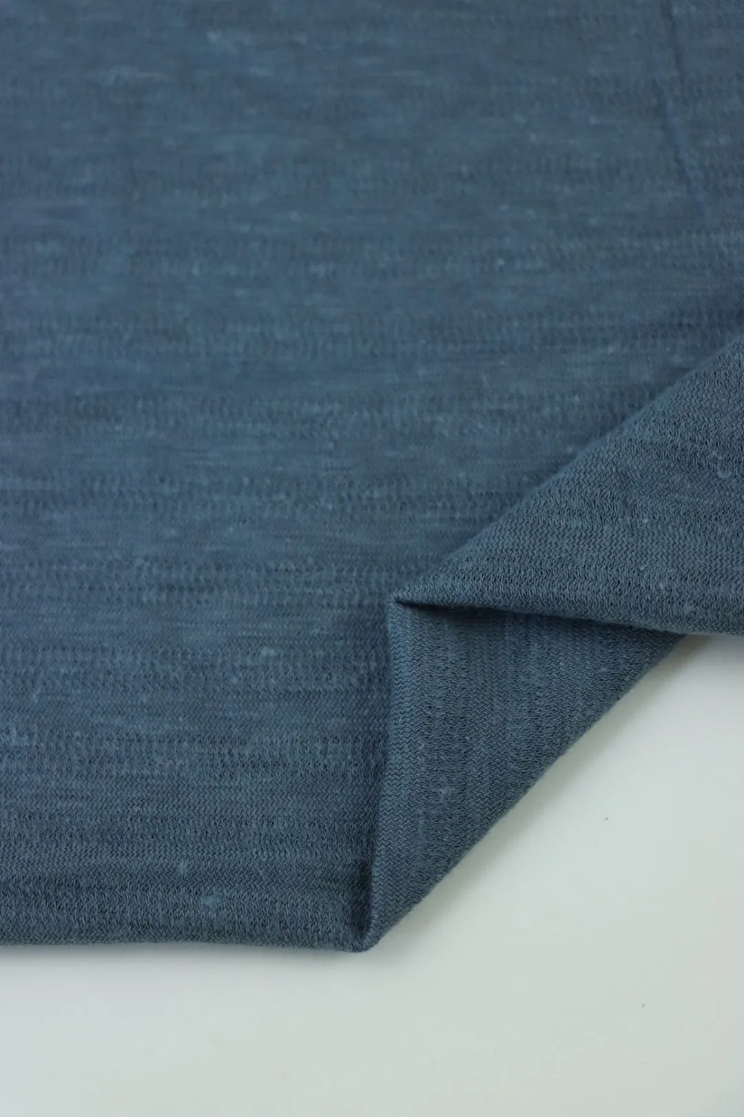 1YD PRECUT; Denim Textured Stripe Organic Cotton & Hemp Jersey