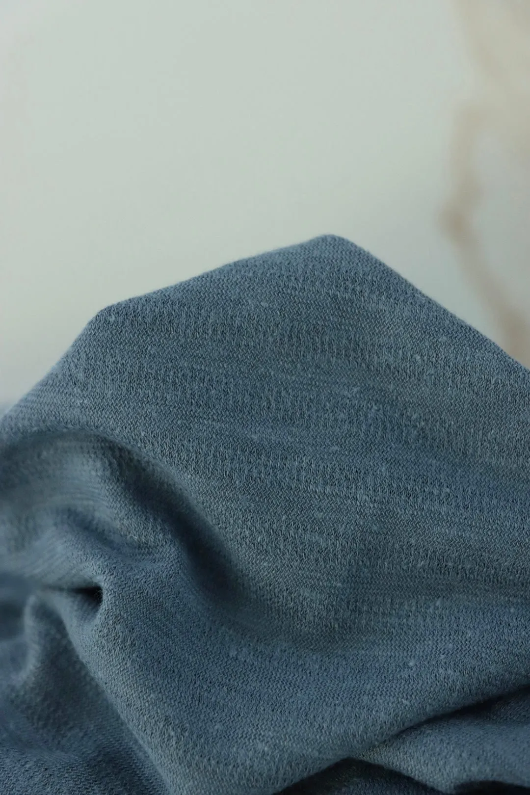 1YD PRECUT; Denim Textured Stripe Organic Cotton & Hemp Jersey