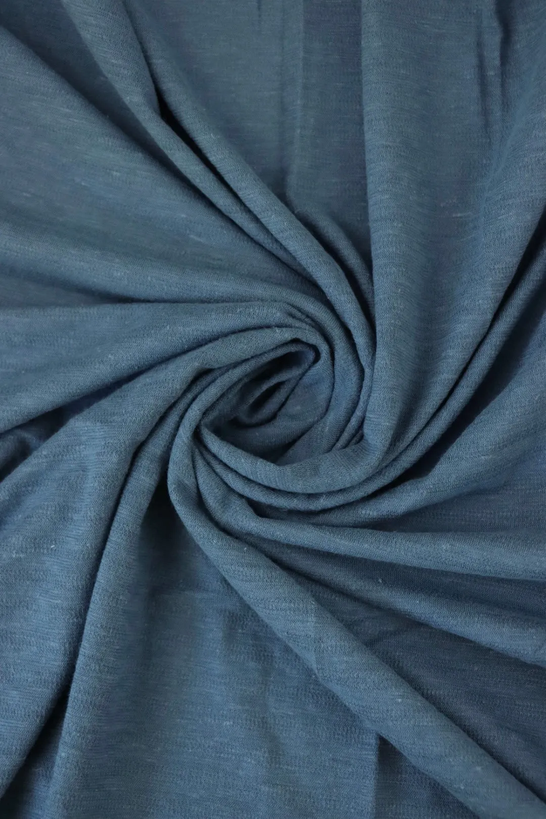 1YD PRECUT; Denim Textured Stripe Organic Cotton & Hemp Jersey