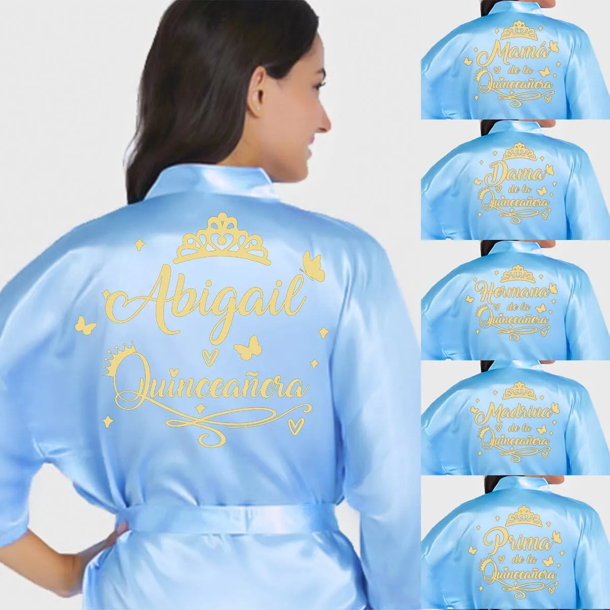 2 Batas quinceanera Light Blue with Gold