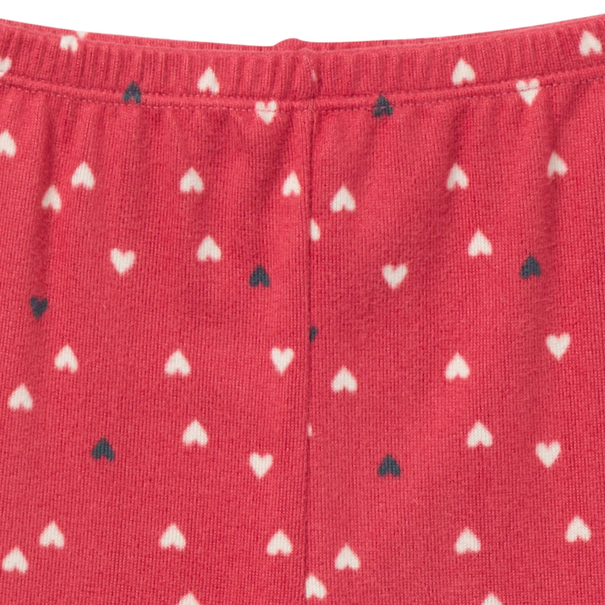 2-Piece Infant and Toddler Neutral Red Hearts Tight Fitting Pajamas Set