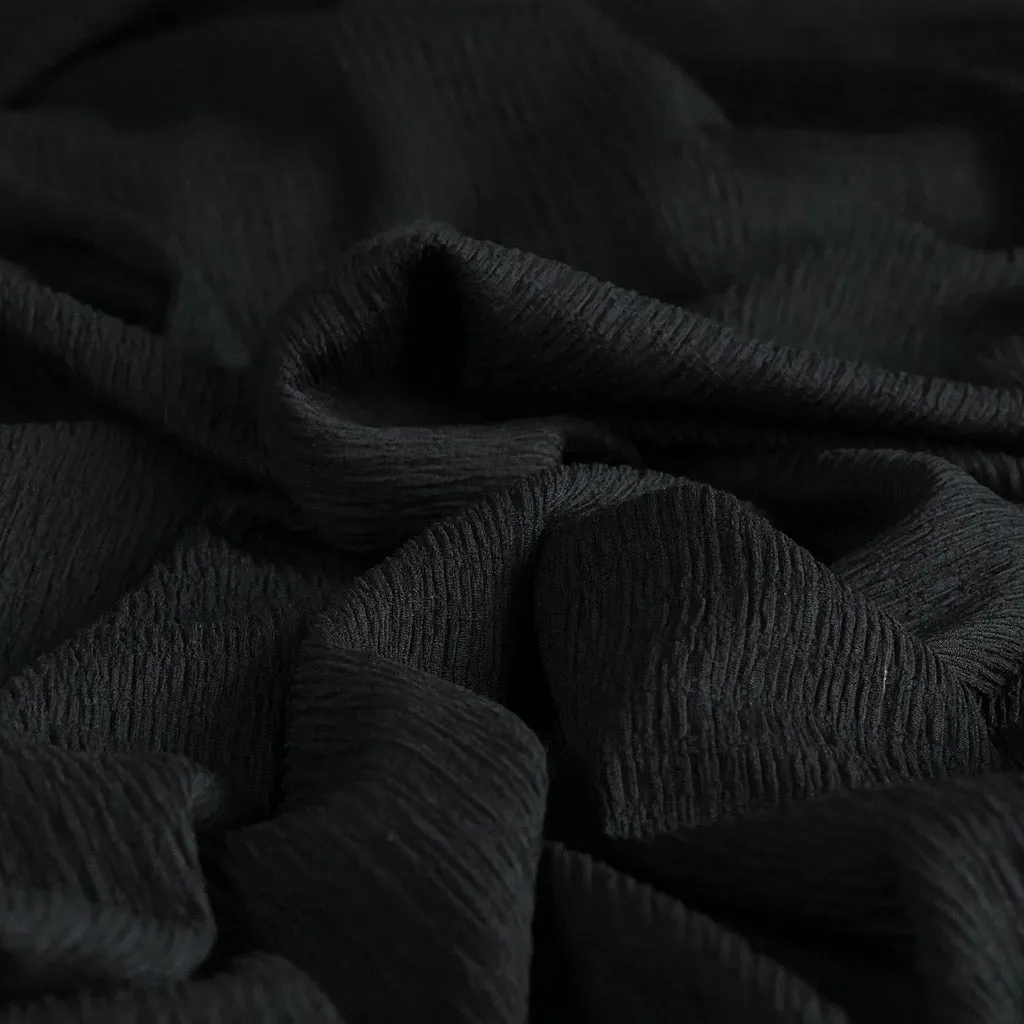 Aspen - Black Stretch Rib Fabric Sample