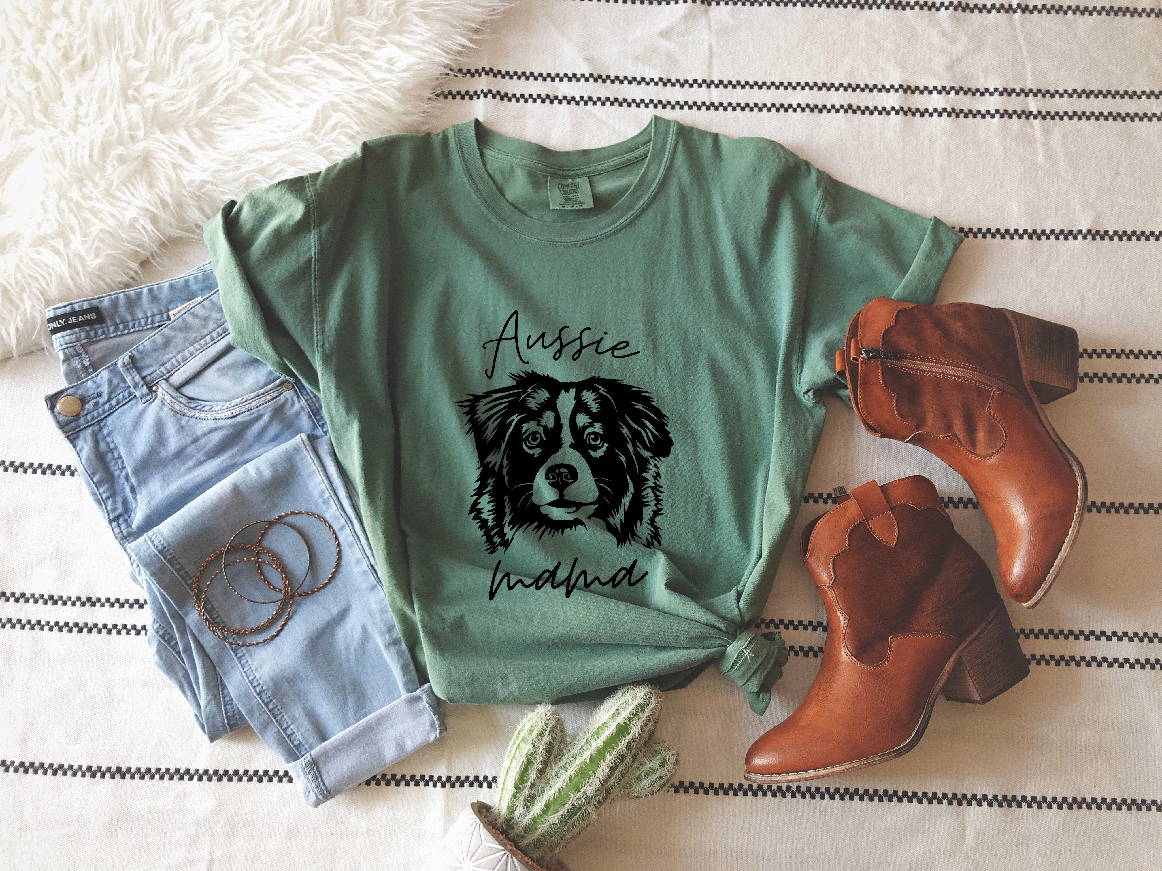 Australian Shepherd Mama Comfort Colors T Shirt (Center)