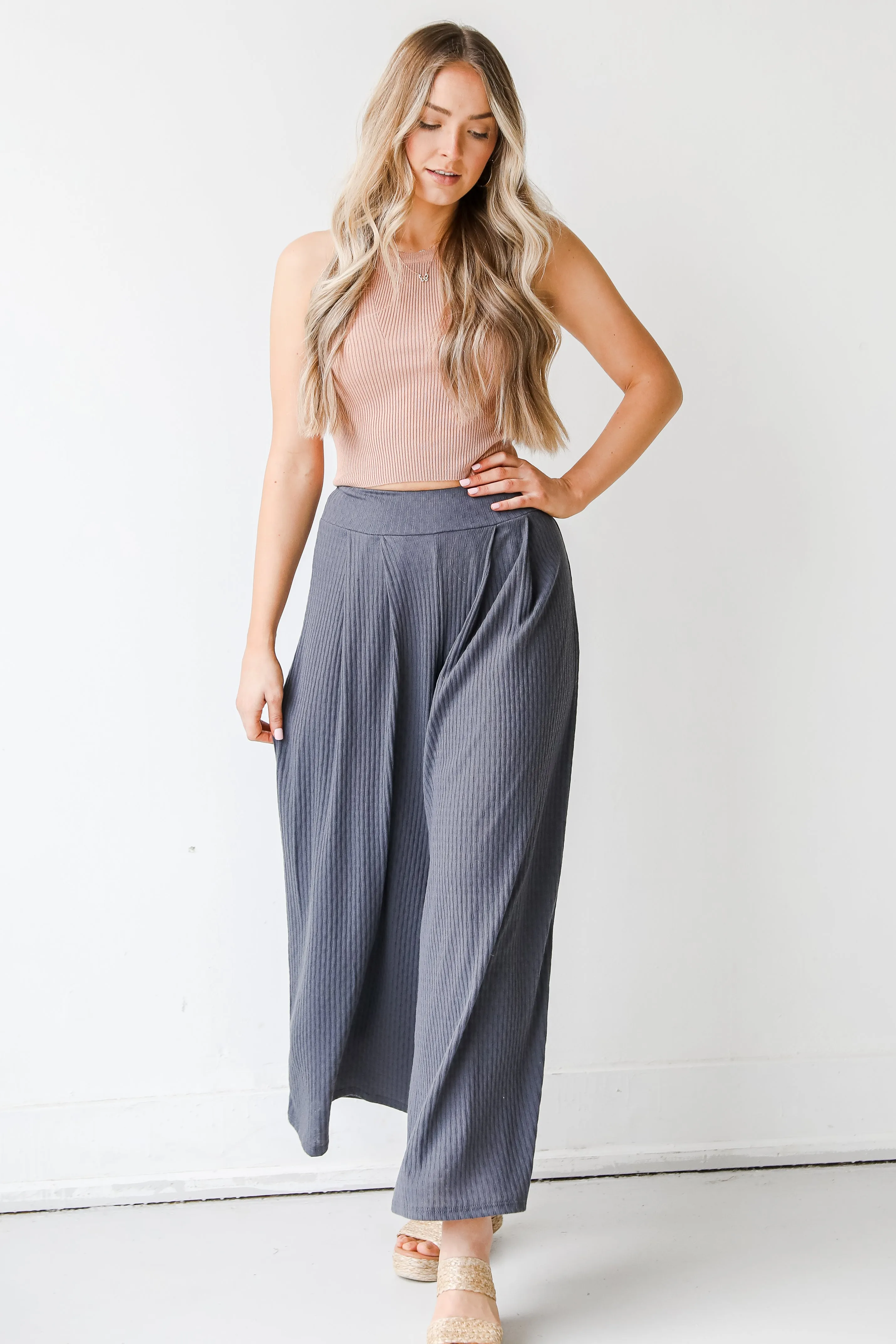 Being Breezy Knit Wide Leg Pants