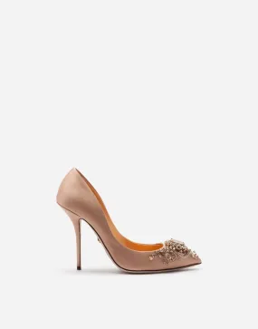 Bejeweled Embellishment Satin Pumps