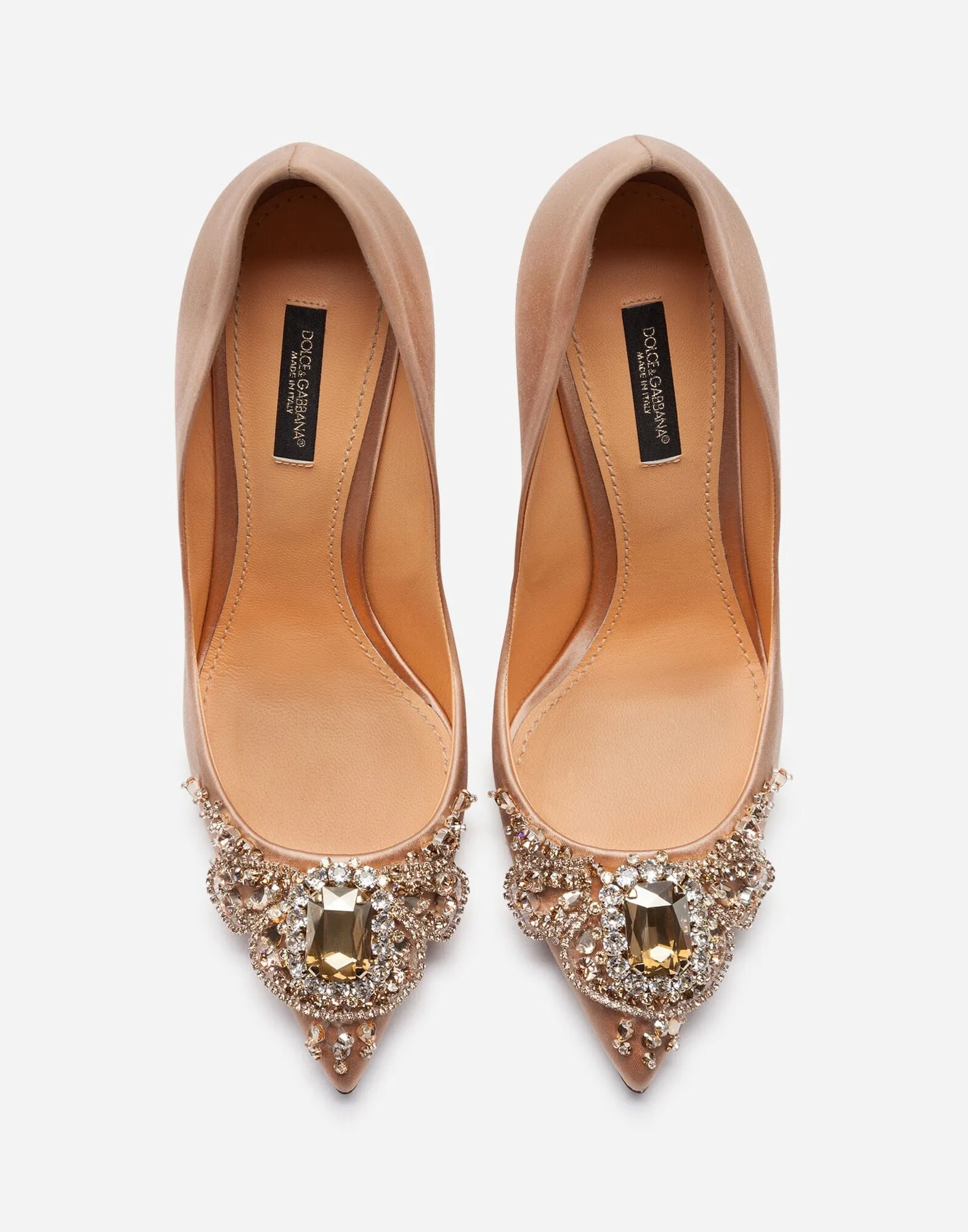 Bejeweled Embellishment Satin Pumps