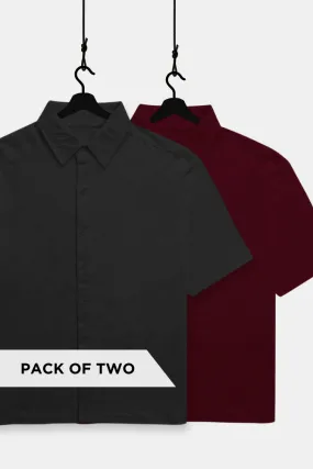 Black and Maroon Oversized Shirts Combo