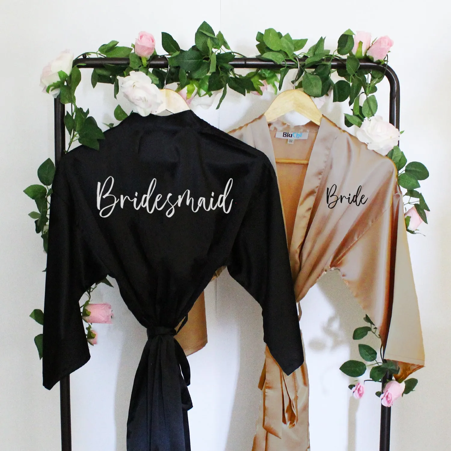 Black Personalized Bridesmaid Robes, Custom Womens & Girls Robes for All Occasions, Bachelorette Party Robes, Quinceanera Robes, Birthday Robes