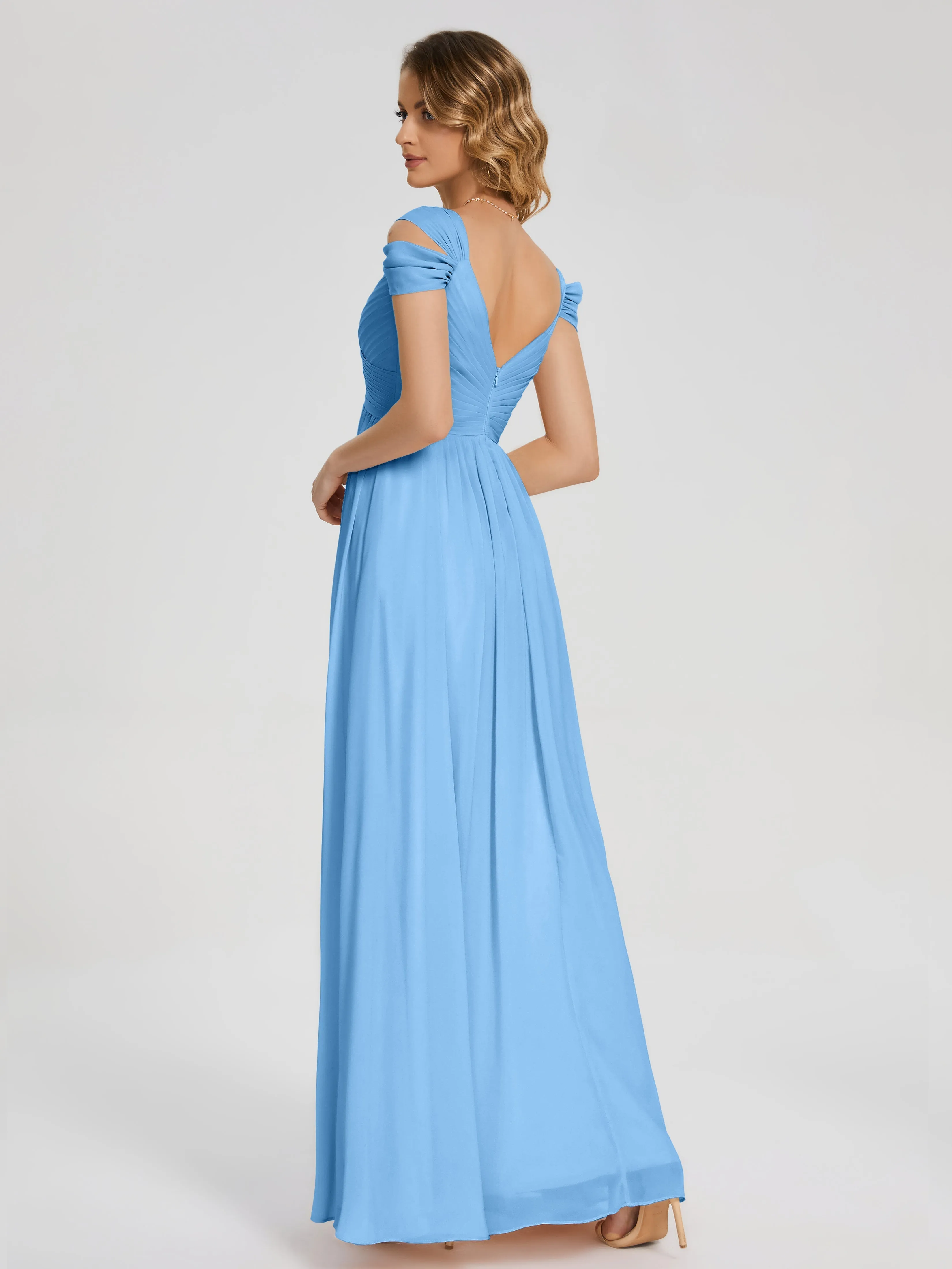 Blue Bridesmaid Dress Uk Charlee Flowy Split Chiffon Bridesmaid Dresses