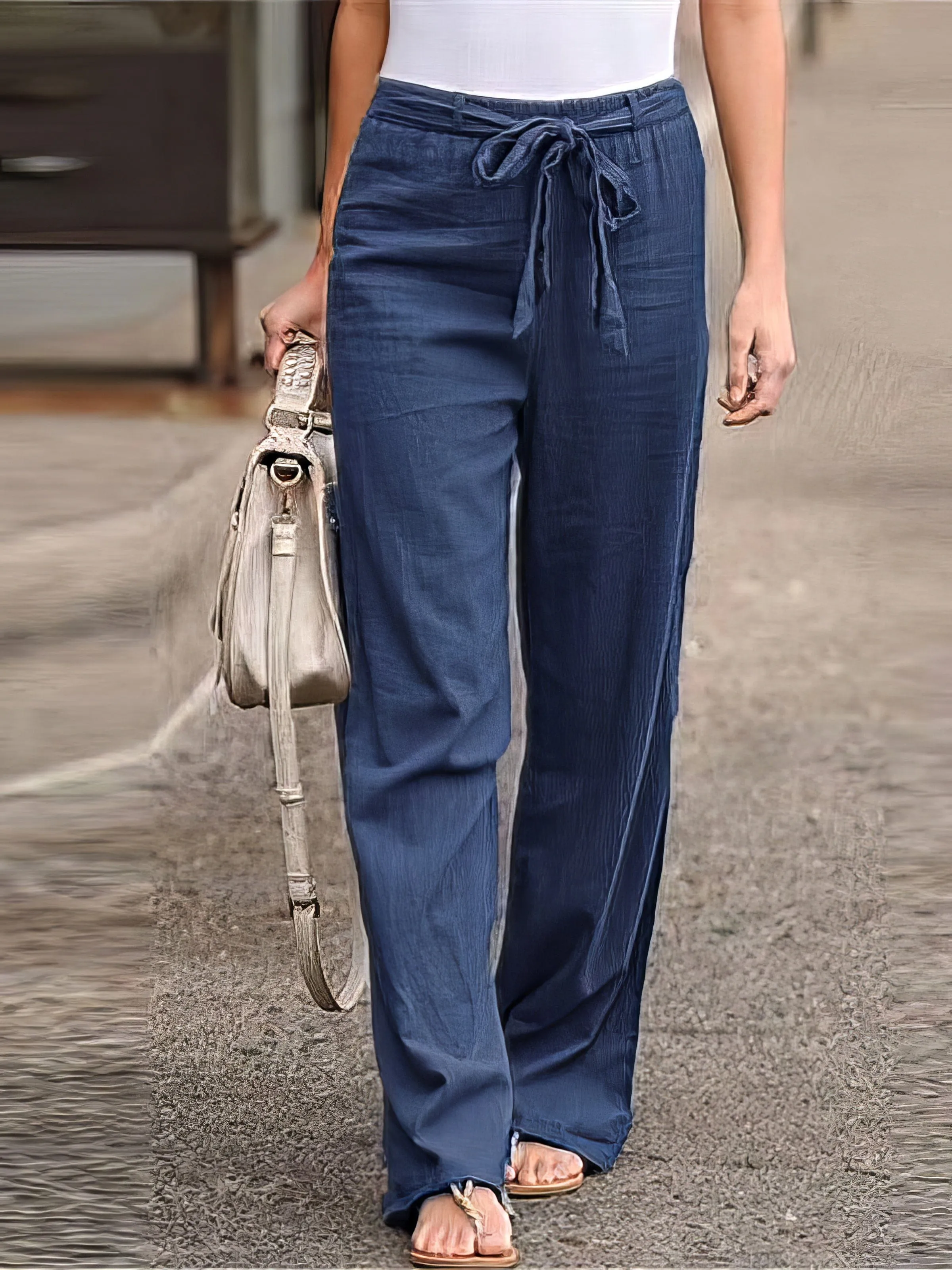 Boho Style Wide Leg Pants with Pockets