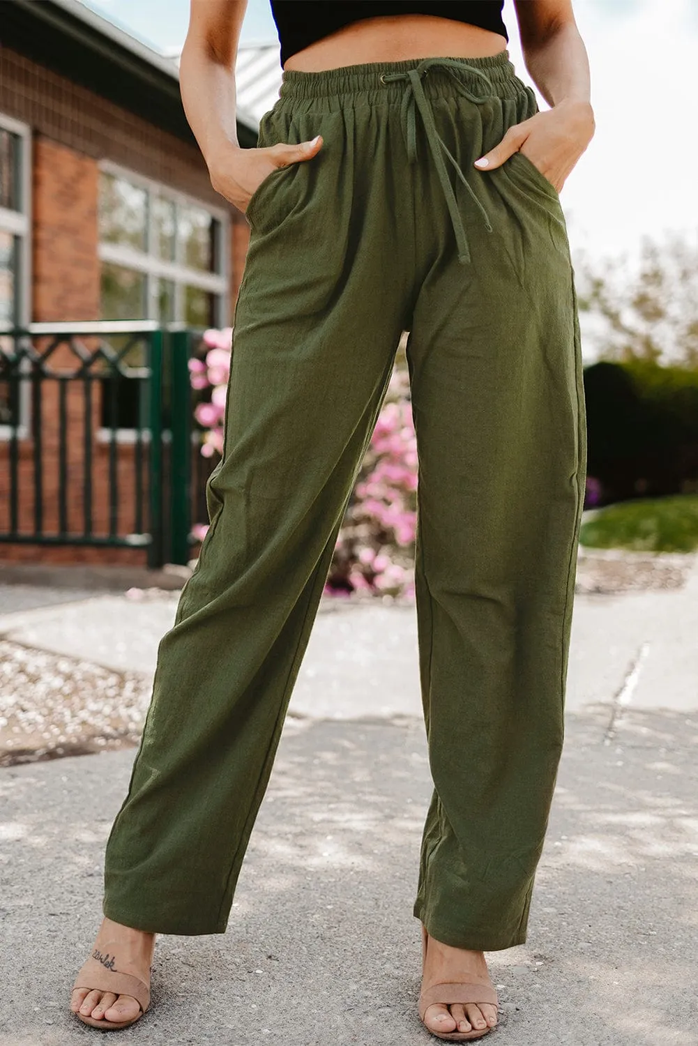 Boho Style Wide Leg Pants with Pockets