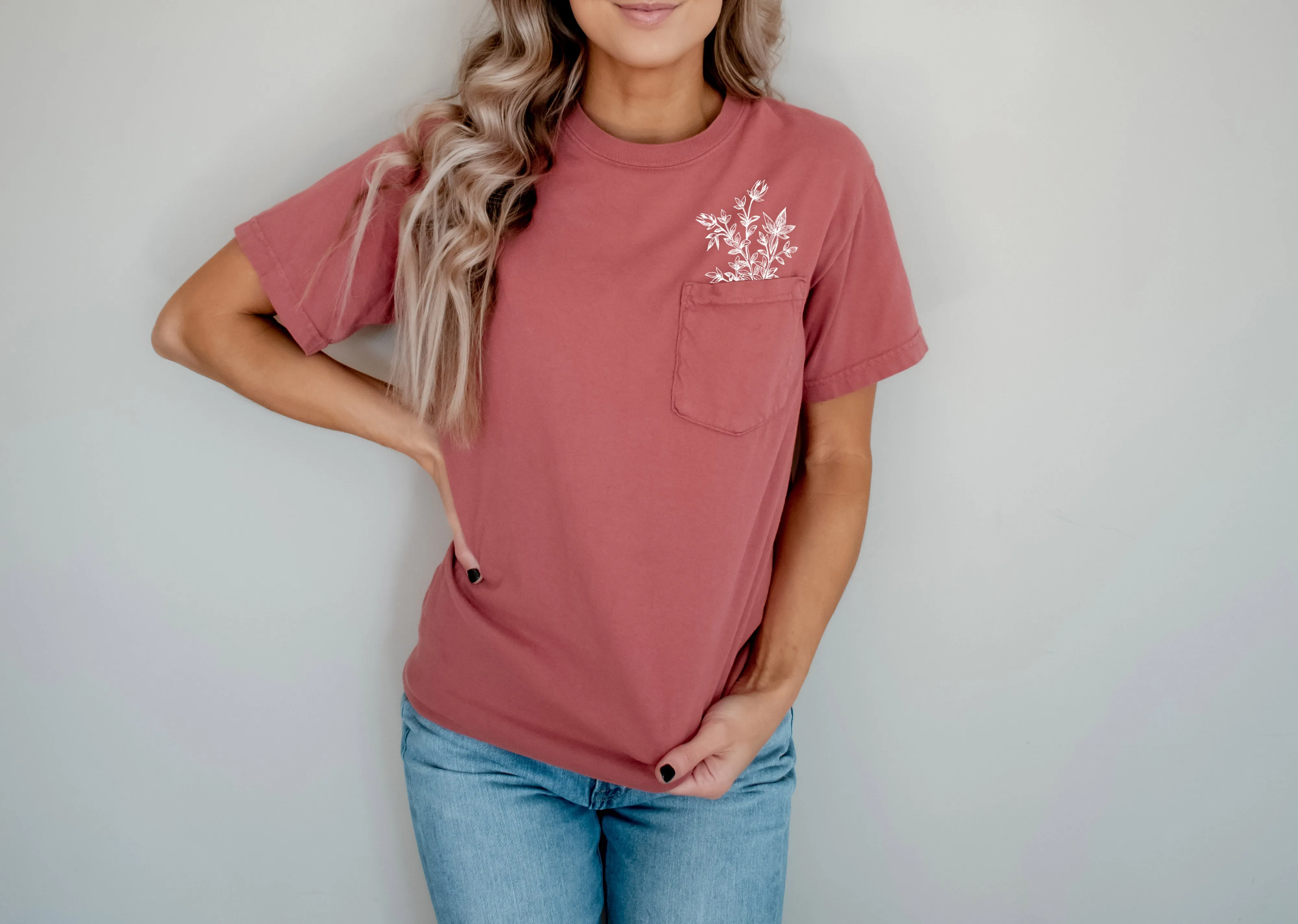 Botanical wildflowers Comfort Colors Pocket T Shirt