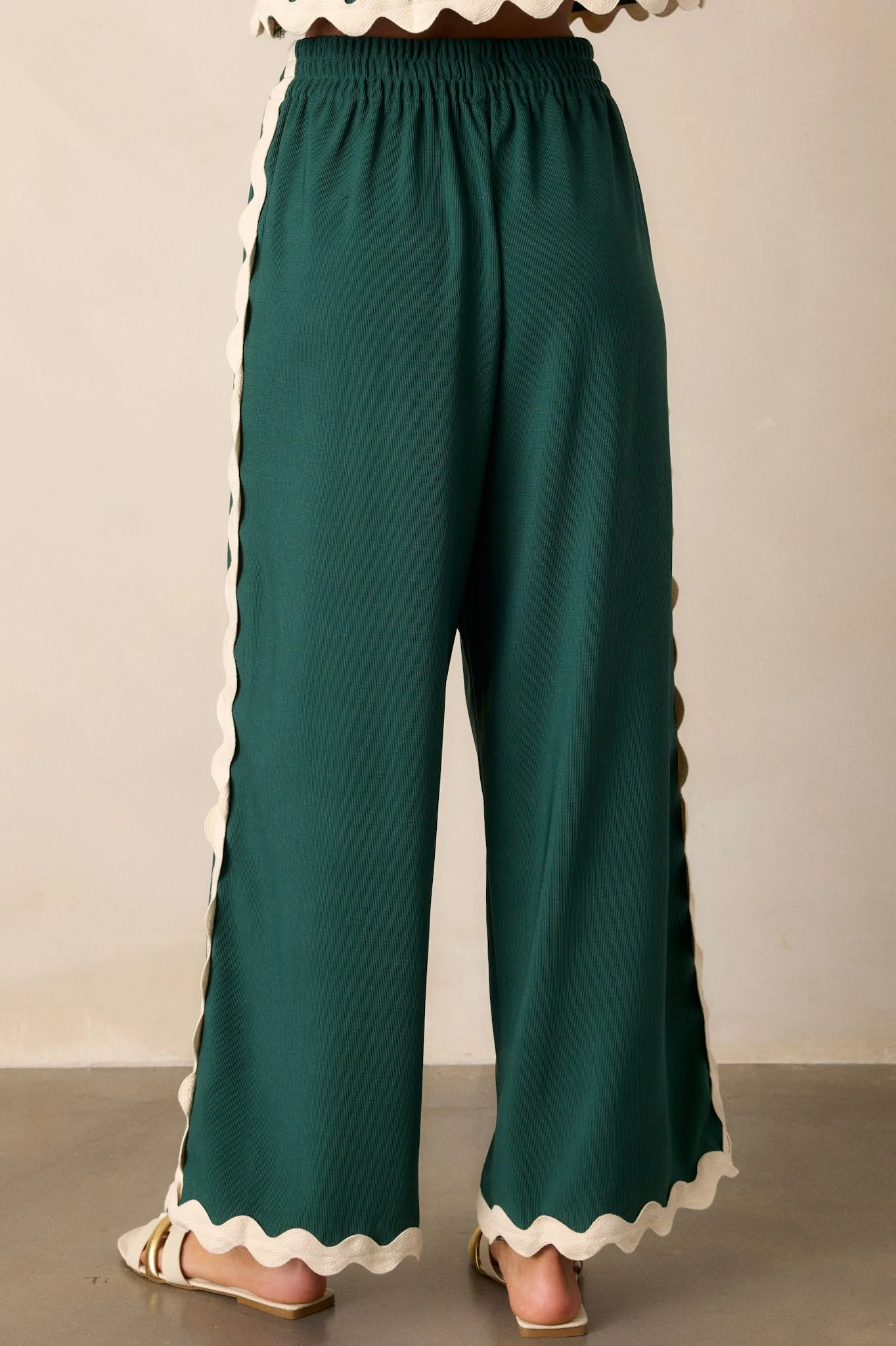 Breezy Charm Hunter Green Ricrac Pants