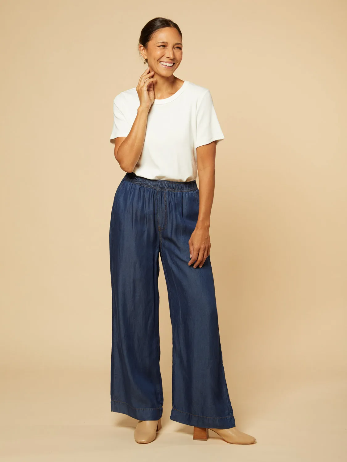 Breezy Regular Length Relaxed Tencel Pant in Dark Wash