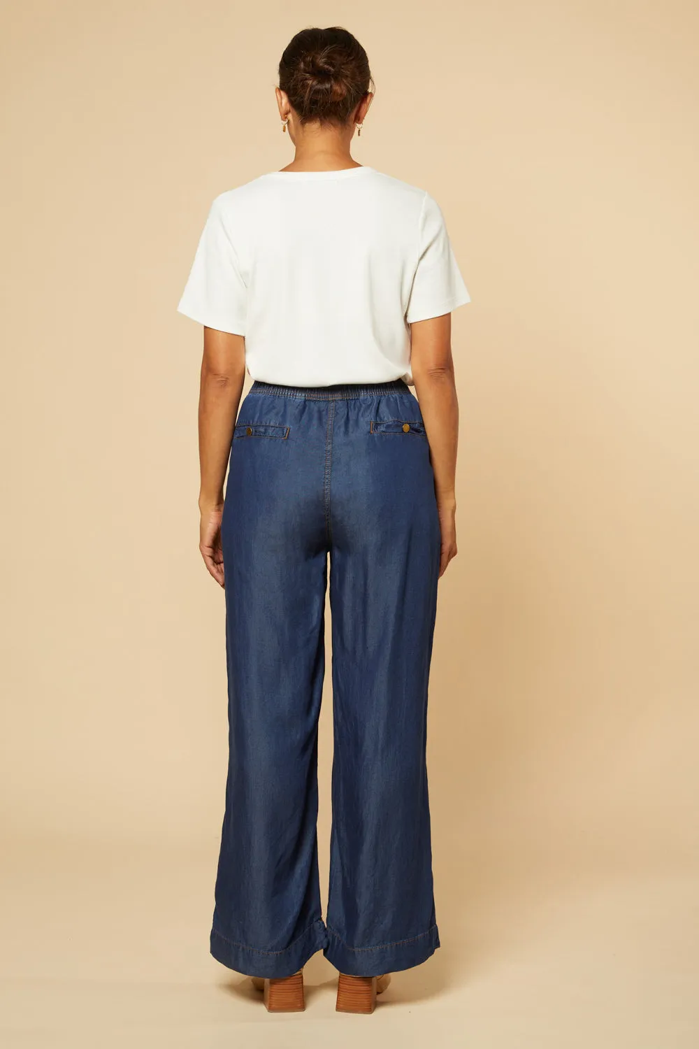 Breezy Regular Length Relaxed Tencel Pant in Dark Wash