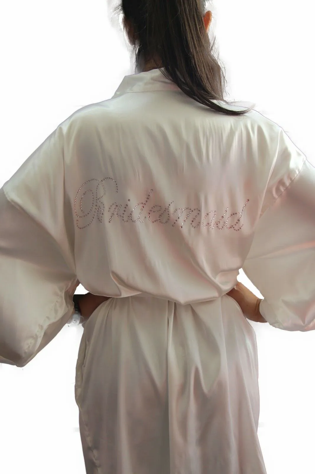 Bride To Be Bridesmaid Gown Robe Satin Dressing Silk Diamante Kimono Bridal