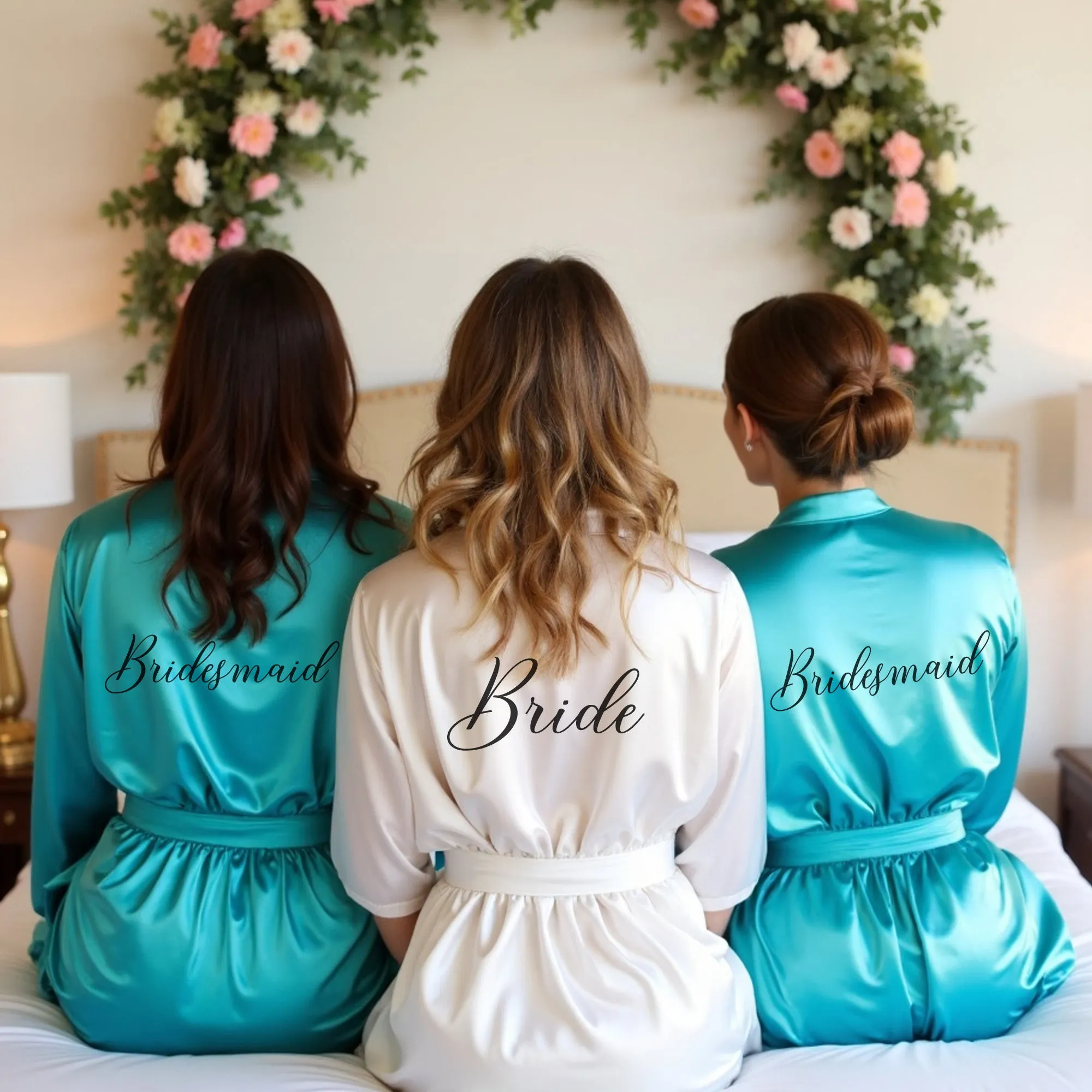 Bridesmaid Robe Set of 6, Personalized Robes in Front & Back, 26 Colors, 3T-6XL