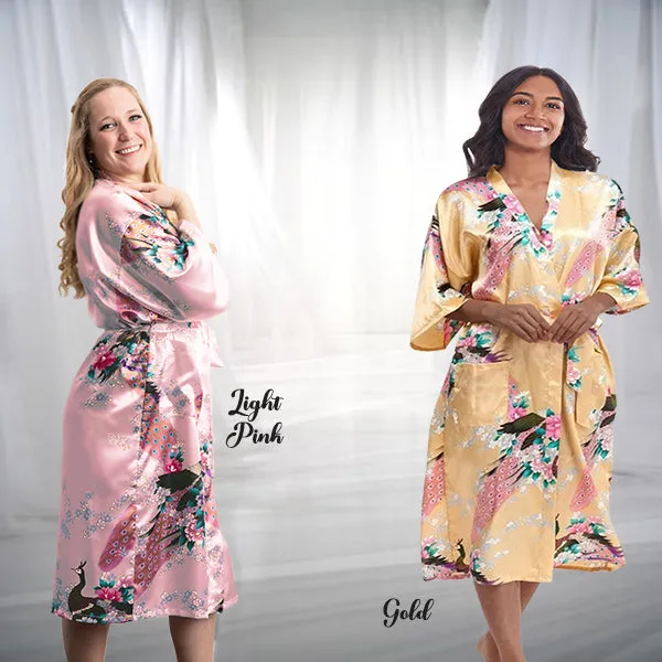 Bridesmaid Robe Set of 7, Floral, Womens Sizes 2-18, Mid Length