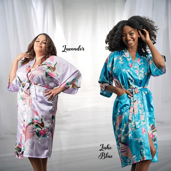 Bridesmaid Robe Set of 7, Floral, Womens Sizes 2-18, Mid Length