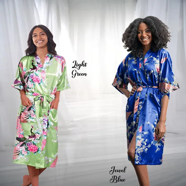 Bridesmaid Robe Set of 7, Floral, Womens Sizes 2-18, Mid Length