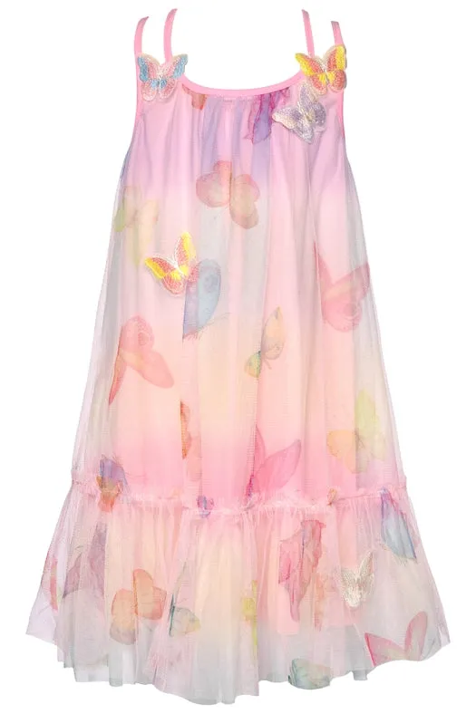 Butterfly Mesh Print Dress