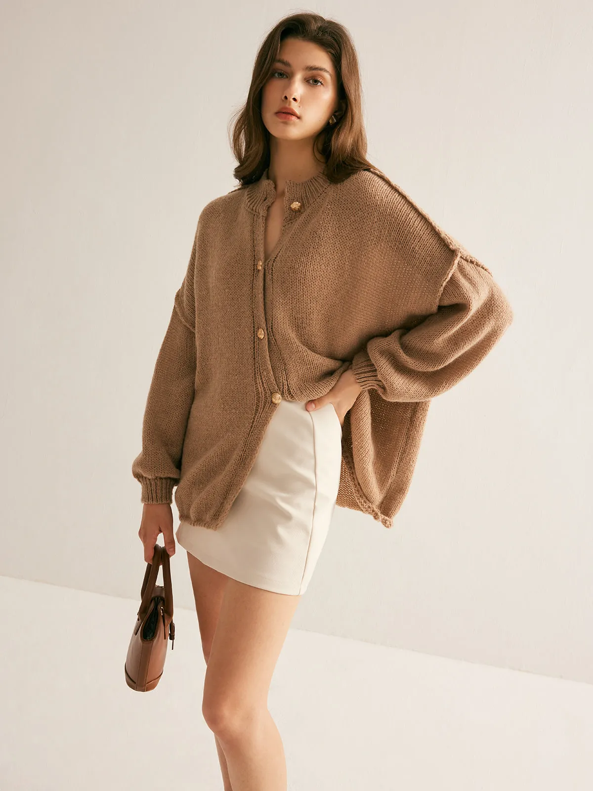 Button Loose Soft Cardigan