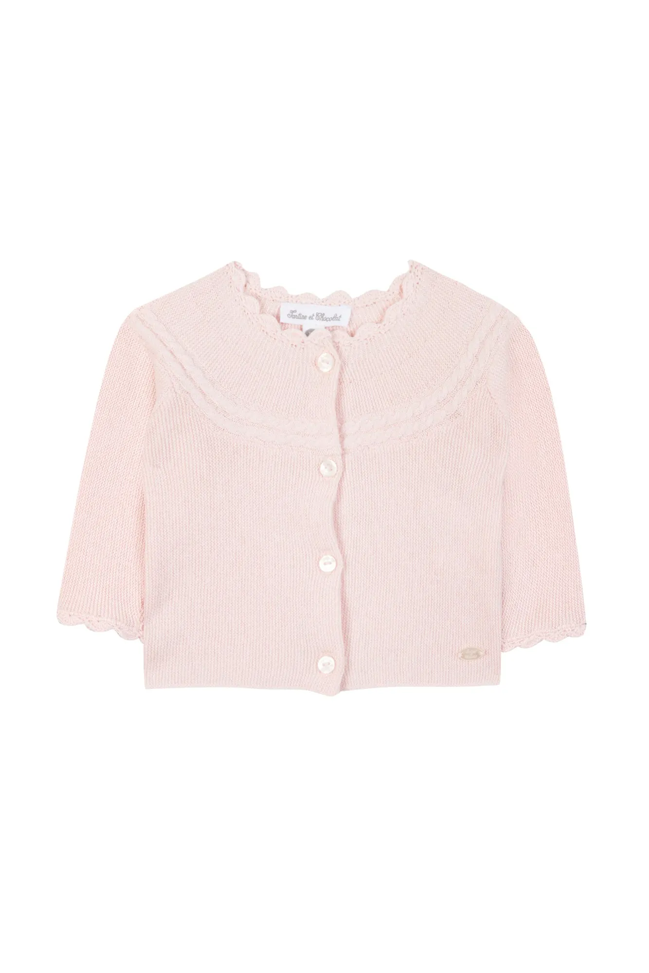 Cardigan - Pale Pink Scallop