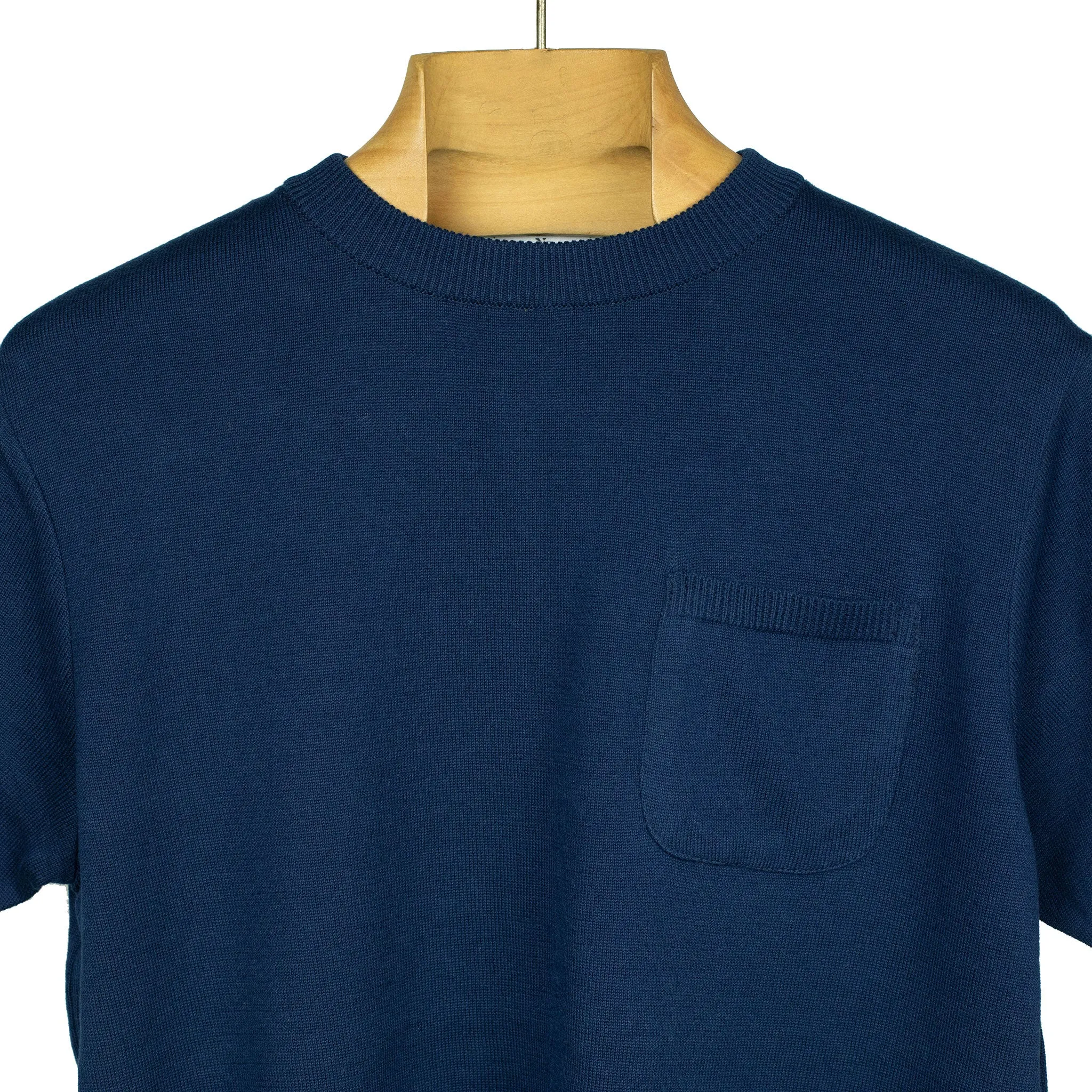 Collab exclusive short sleeve pocket knit t-shirt in inky navy