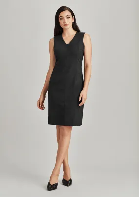 Comfort Wool Stretch Womens Sleeveless V Neck Dress