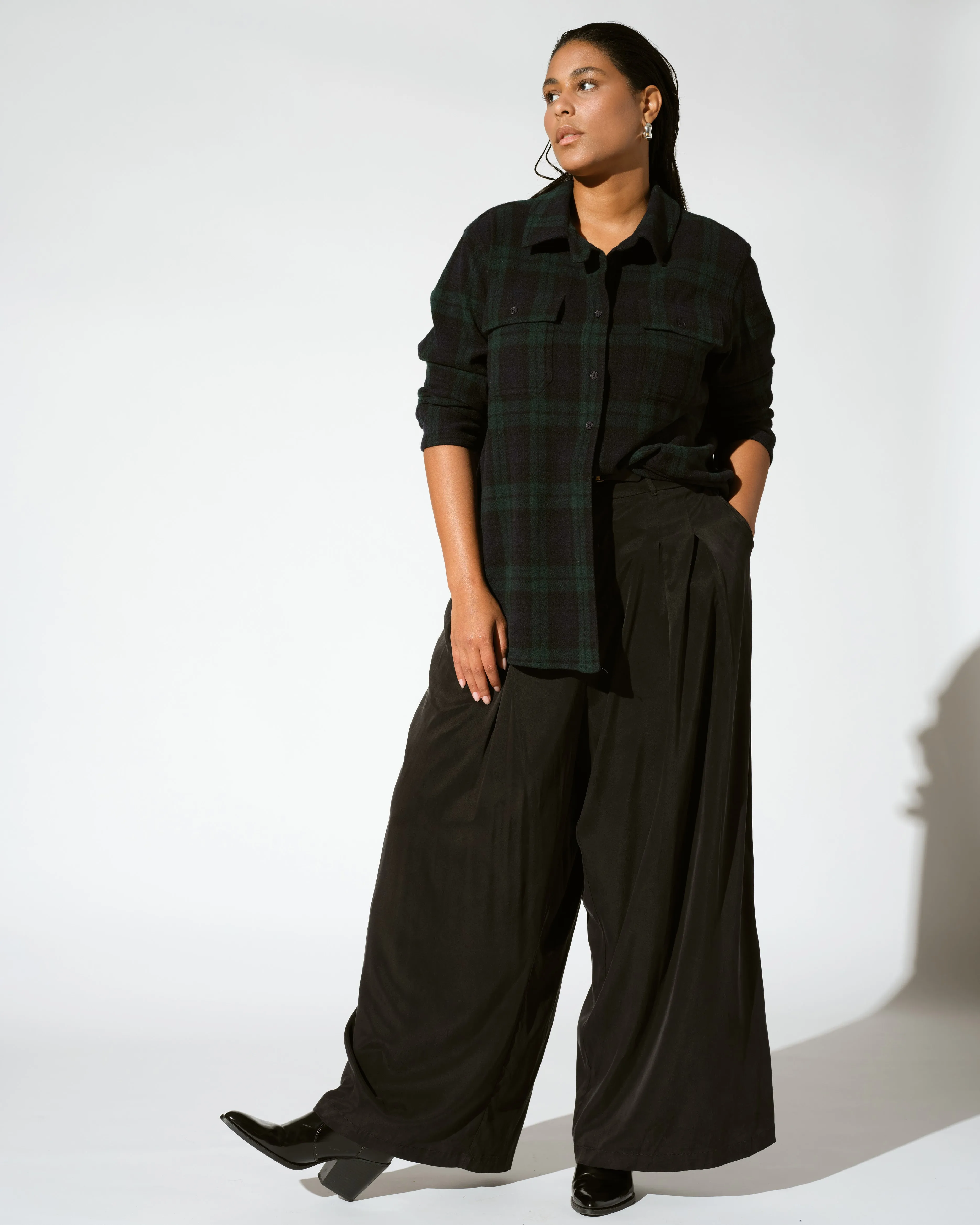 Cooling Cupro Wide Leg Pant - Black