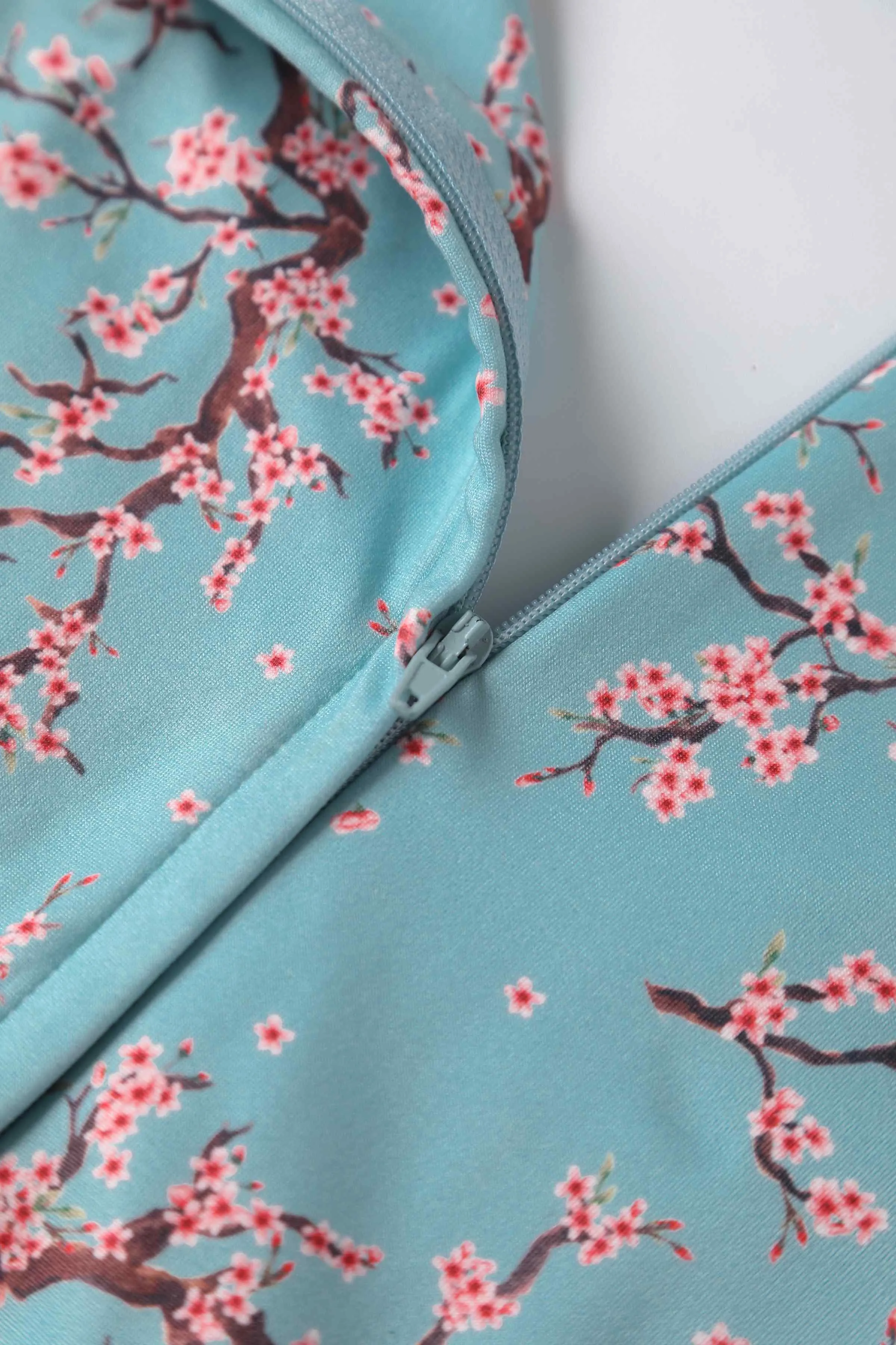 Donna Light Blue Cherry Blossom Tea Dress