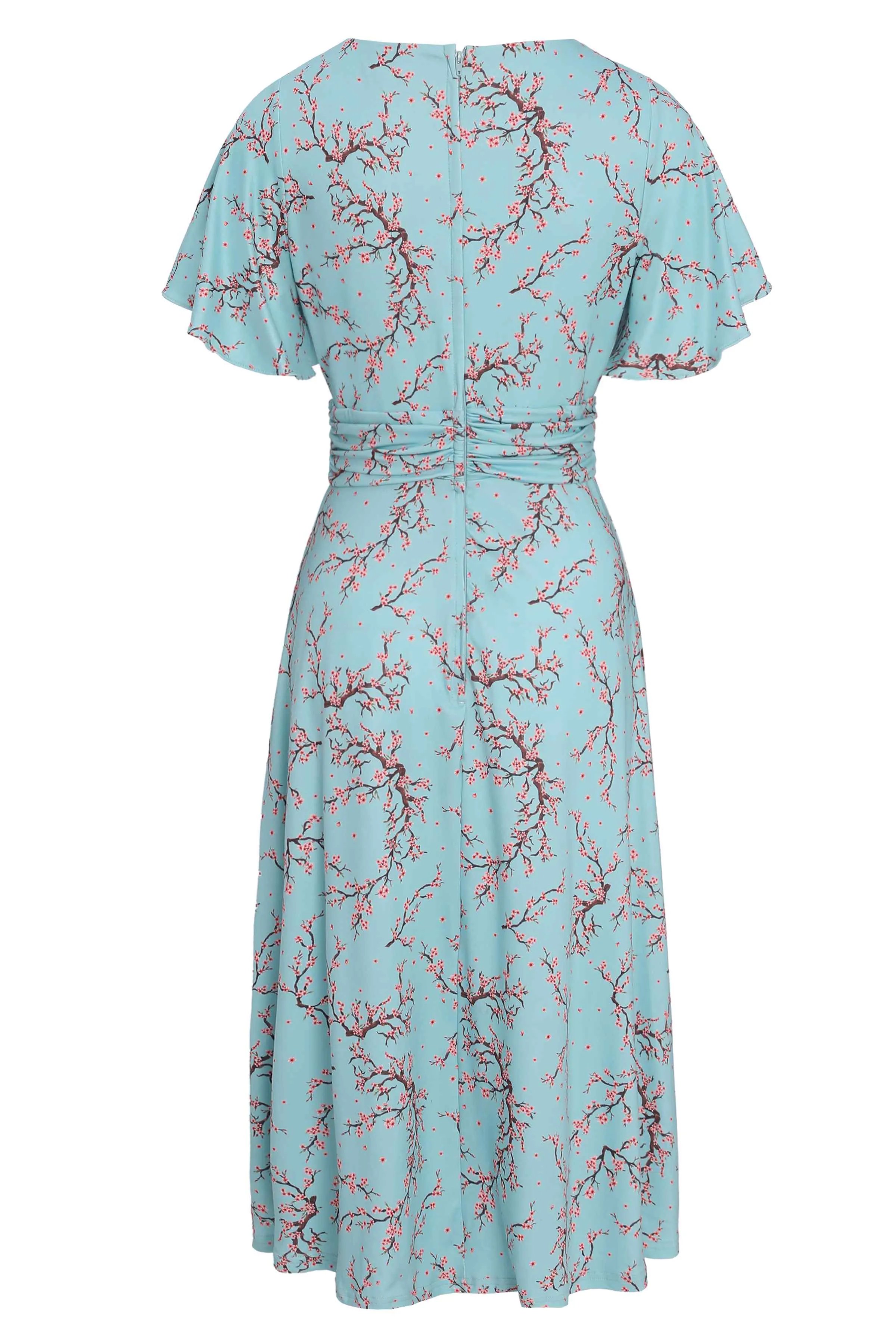 Donna Light Blue Cherry Blossom Tea Dress