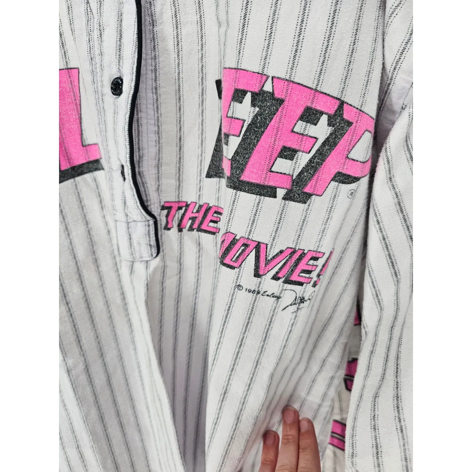 Esleep Pajamas Sz M Vintage Flight of Fantasy Movie Pink White Long Sleeve