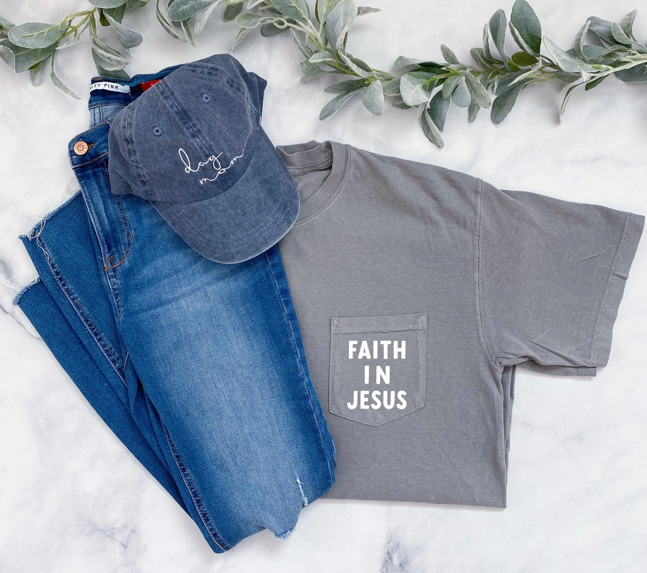 Faith in Jesus Christian Comfort Colors Pocket T Shirt