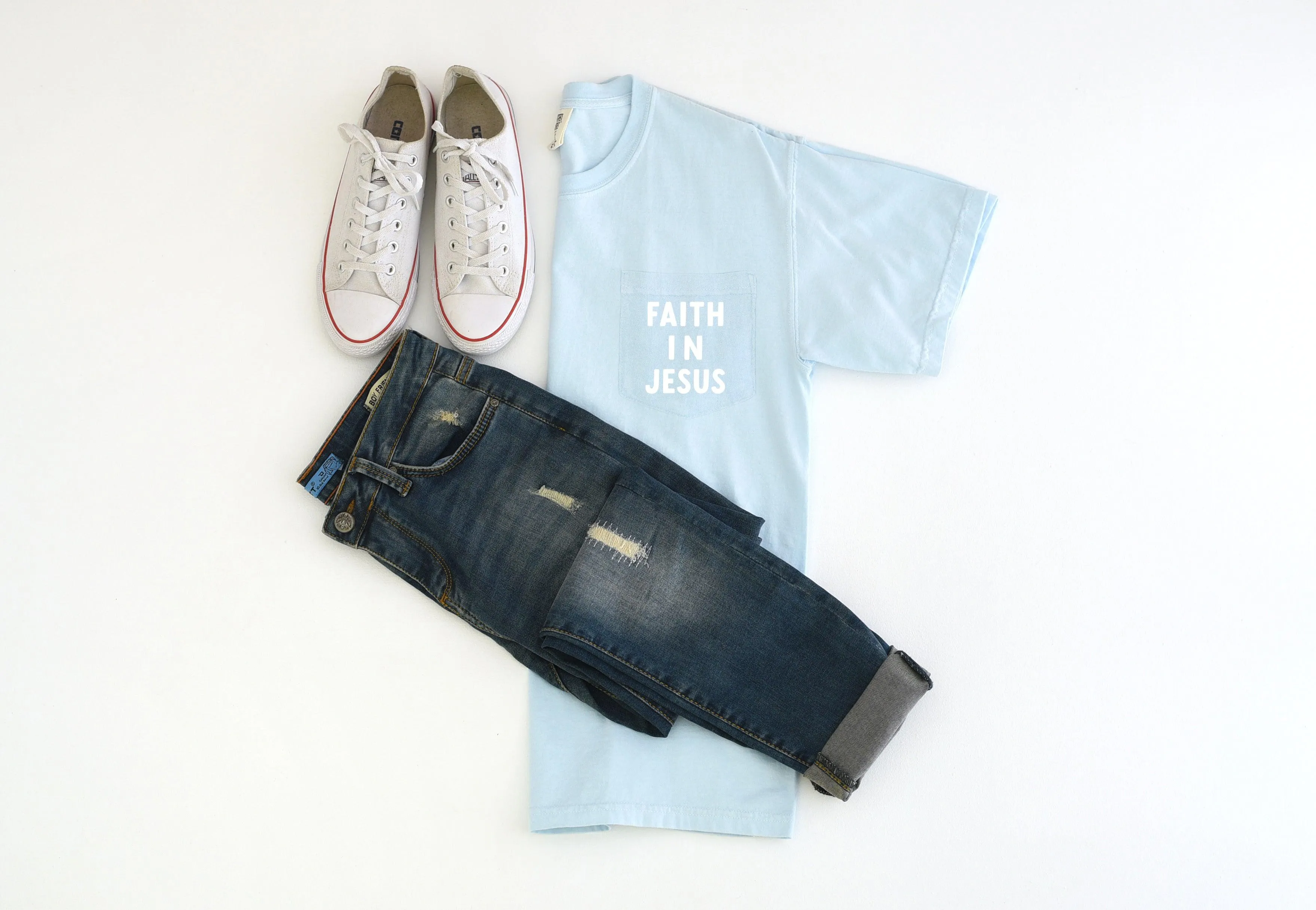 Faith in Jesus Christian Comfort Colors Pocket T Shirt