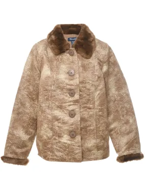 Faux Fur Trim Light Brown Jacket - M