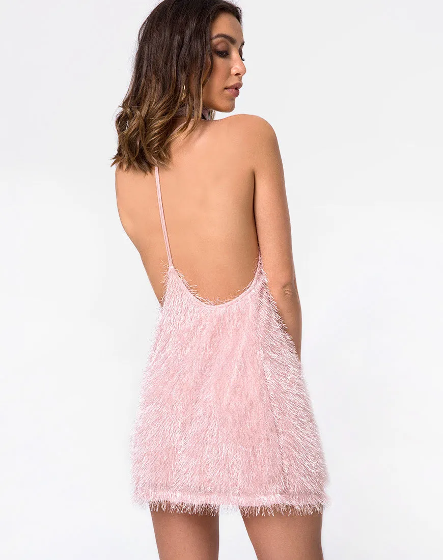 Finn Dress in Plush Fringe Sugar Pink