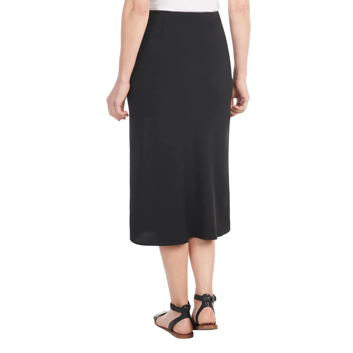 Hilary Radley Women's High Waist Pull-On Flare Midi Skirt