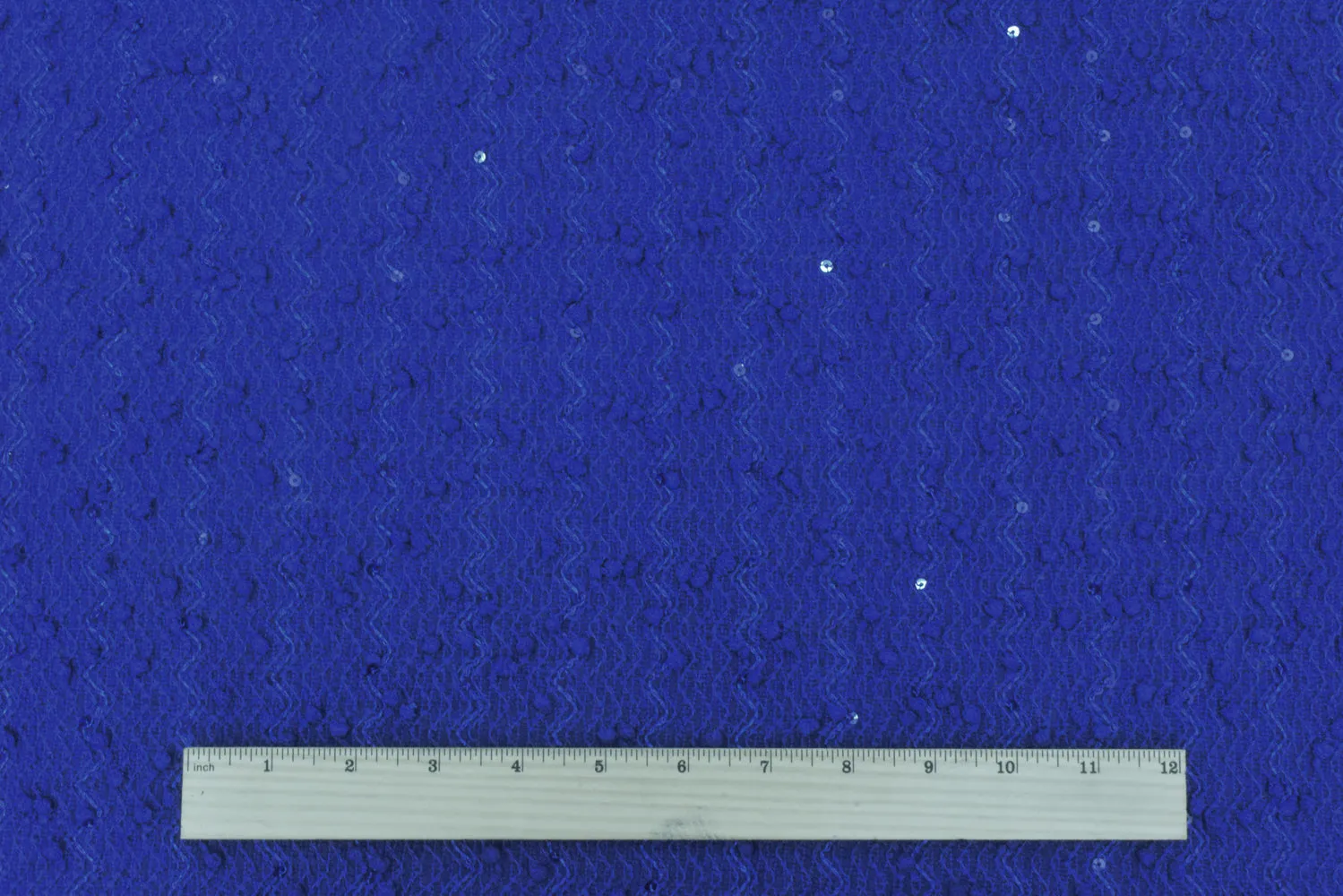 Holiday Blue Textured Dots Wave Sequined Poly Knit Fabric