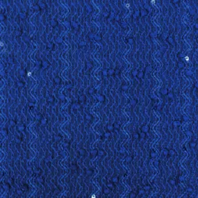 Holiday Blue Textured Dots Wave Sequined Poly Knit Fabric