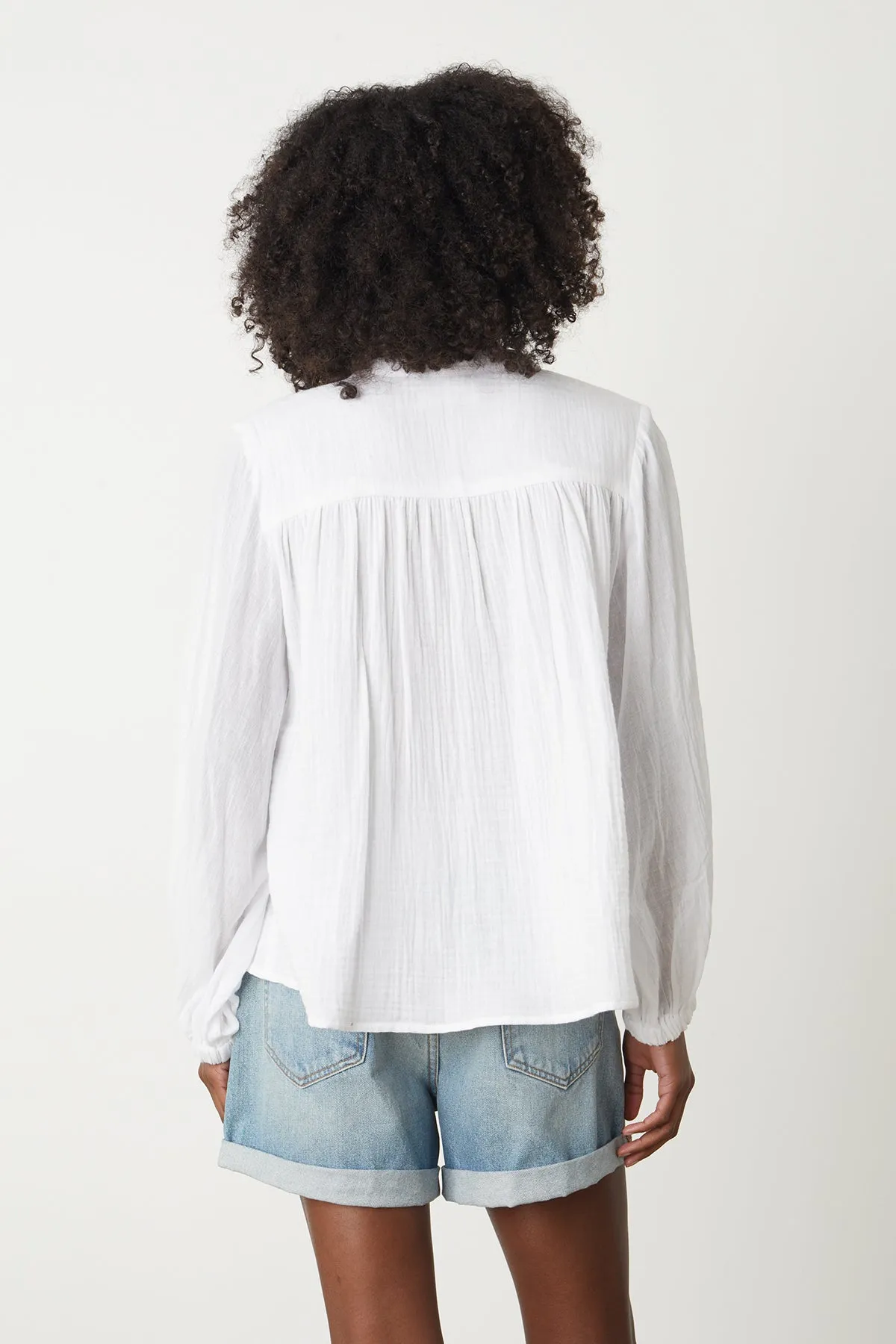 KATHLEEN COTTON GAUZE V-NECK TOP