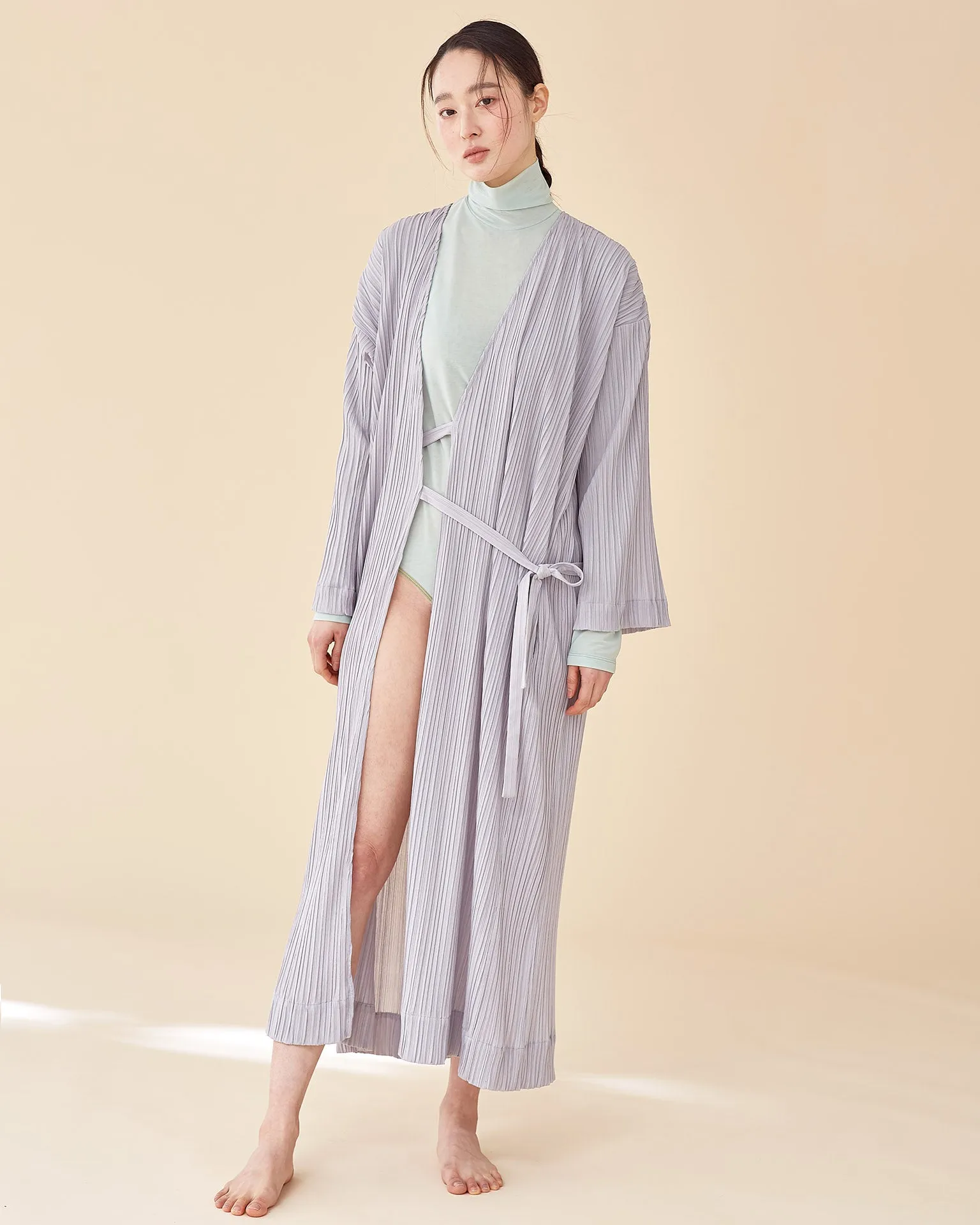 Laura Pleates Robe / Light Grey