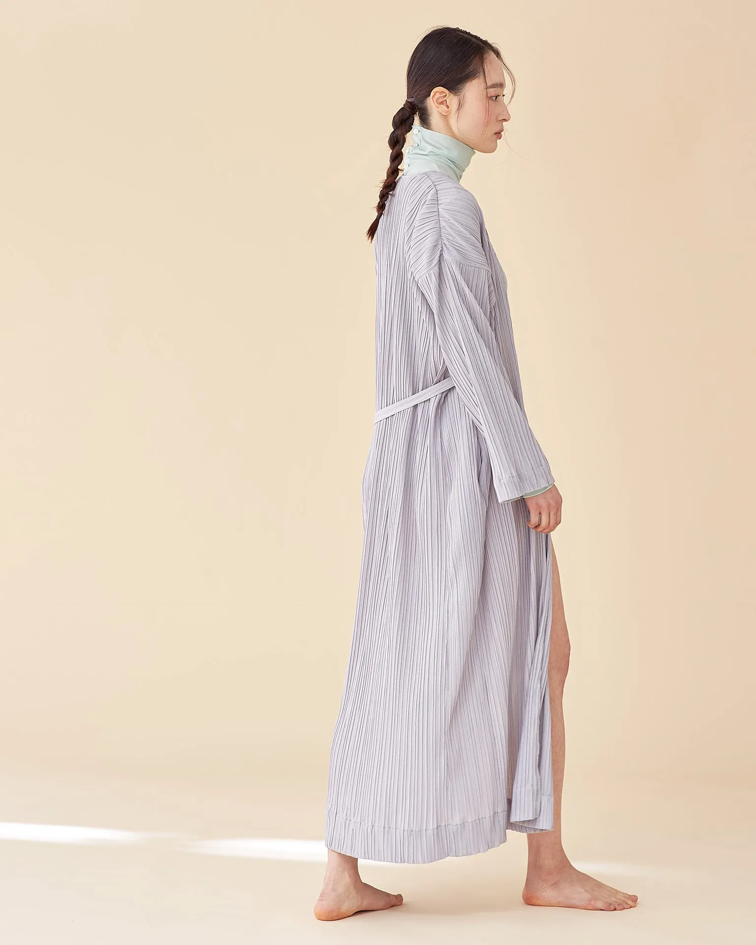 Laura Pleates Robe / Light Grey