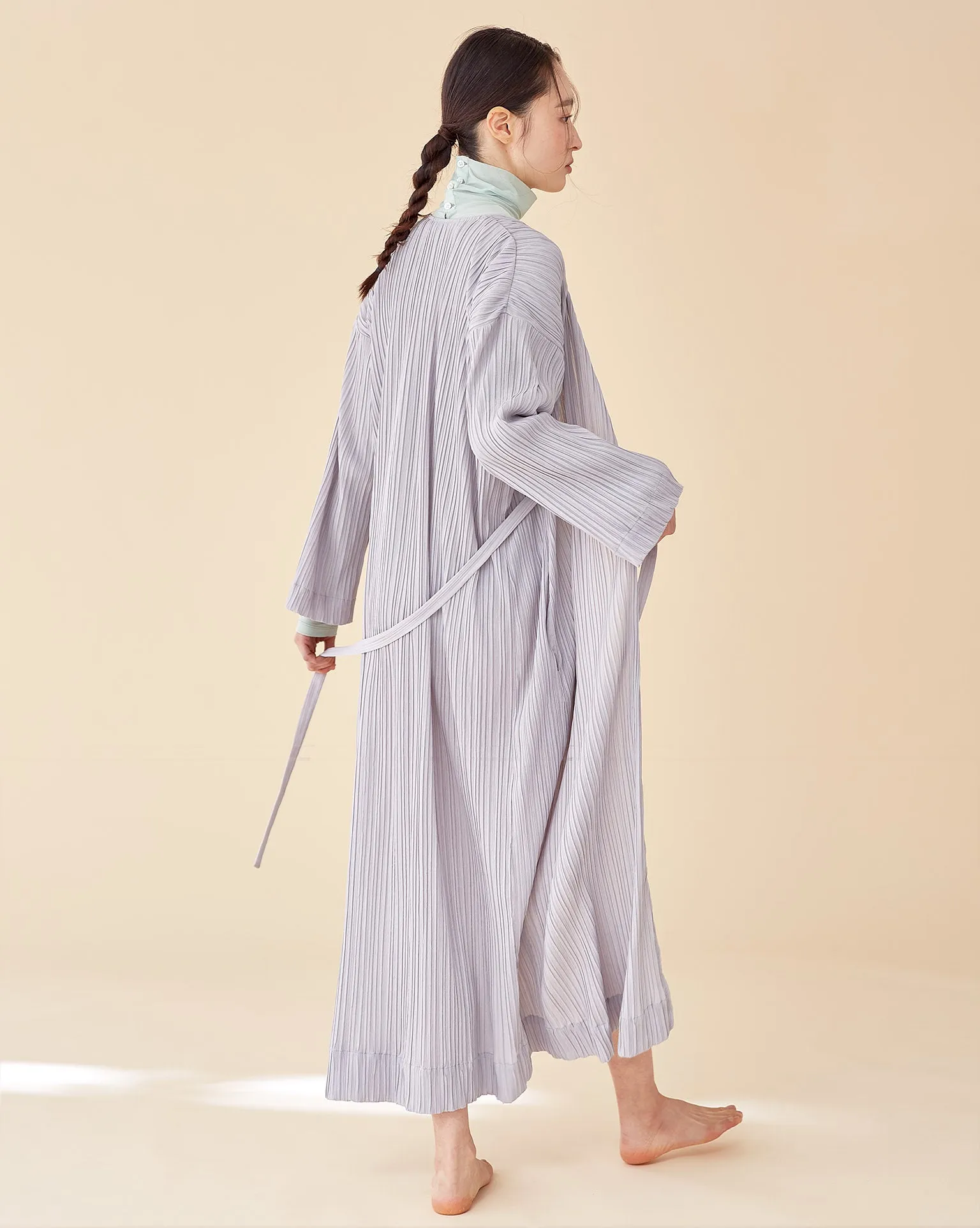 Laura Pleates Robe / Light Grey