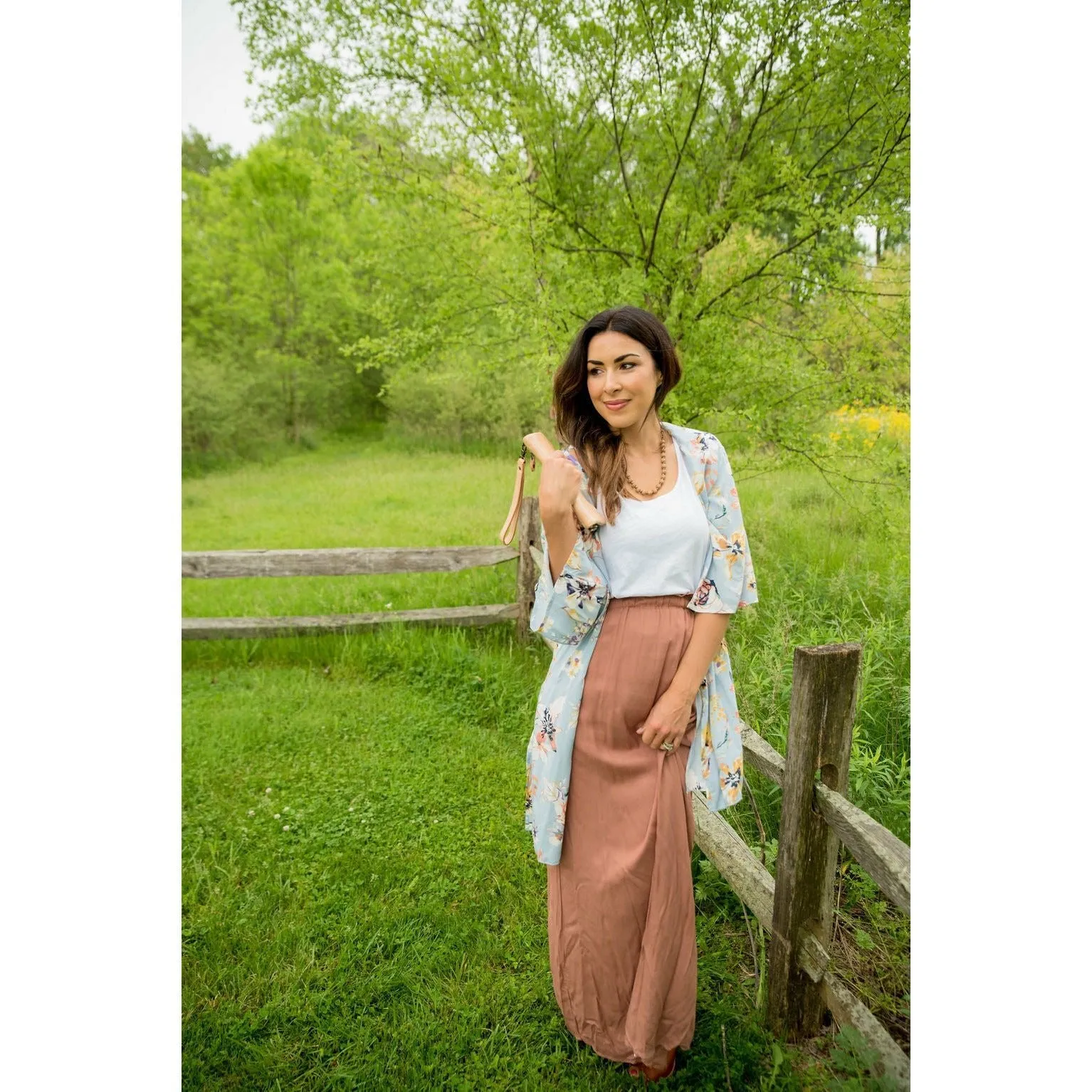 Light Blue Floral Kimono