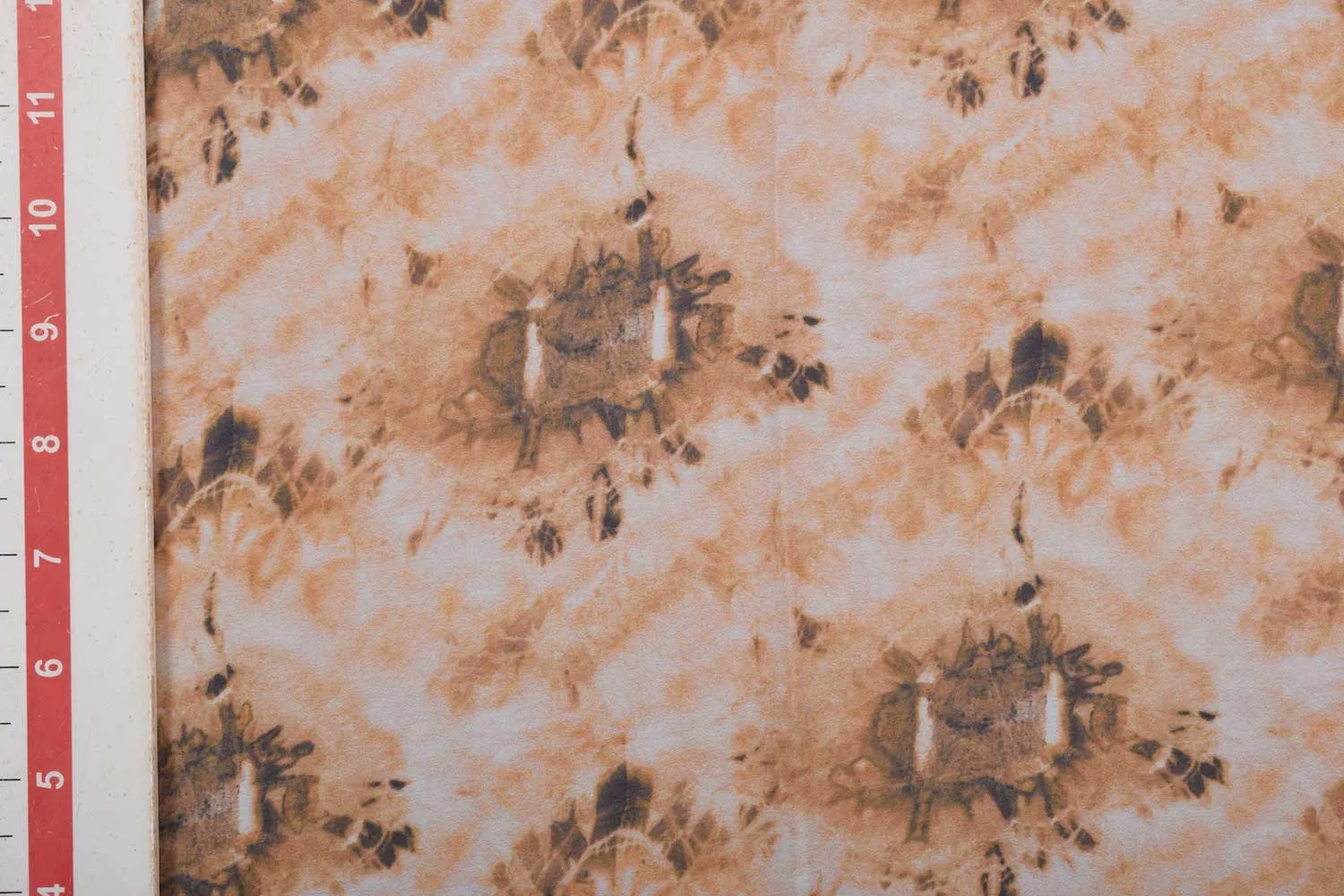 Light Brown & white Printed Goergette Satin Fabric