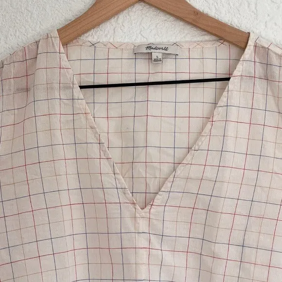 Madewell Checkered Tie Front Blouse