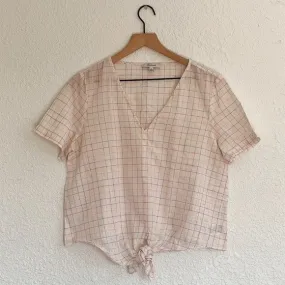 Madewell Checkered Tie Front Blouse