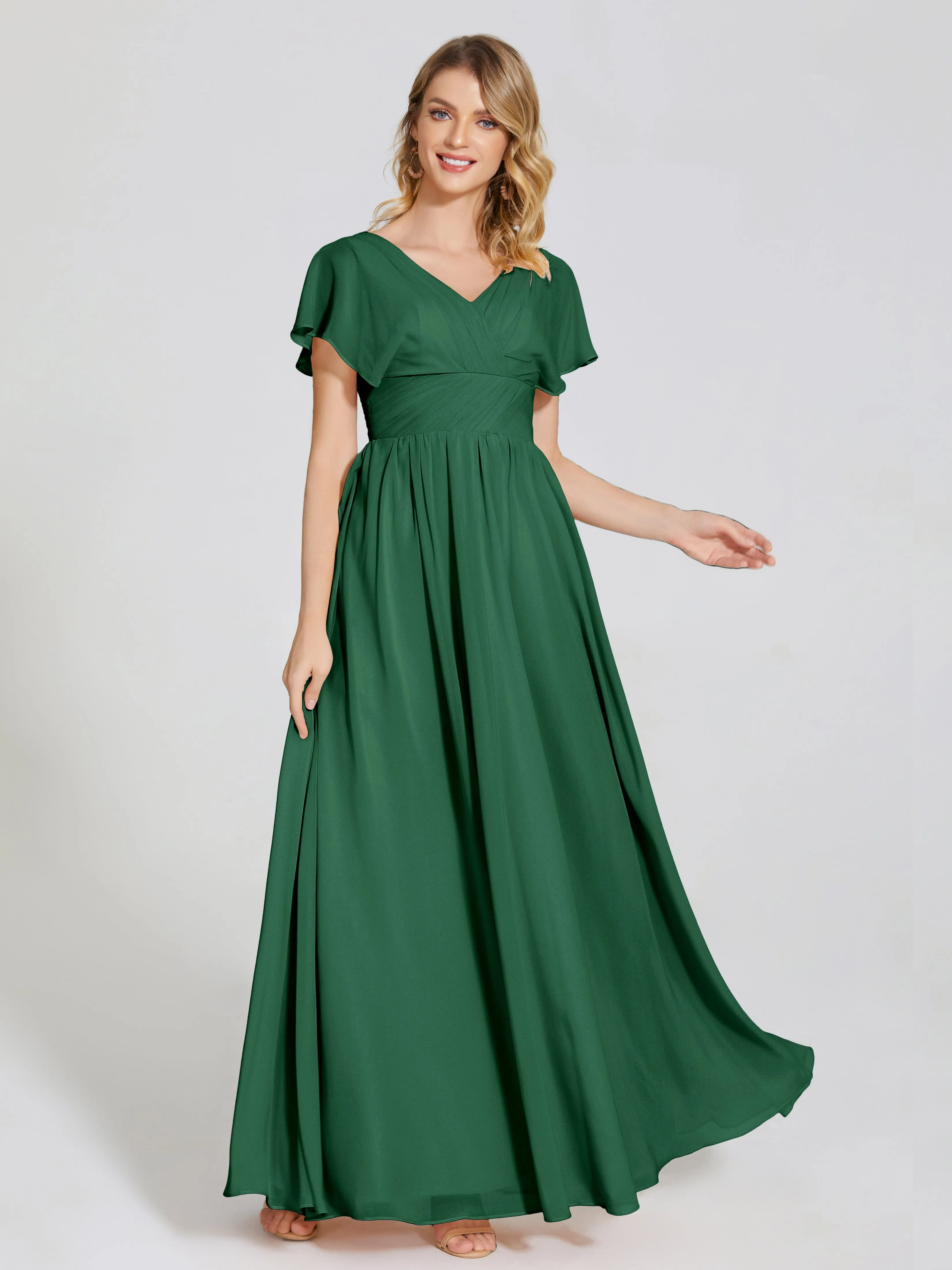 Malia Flowy Cap Sleeves Bridesmaid Dresses With Pockets