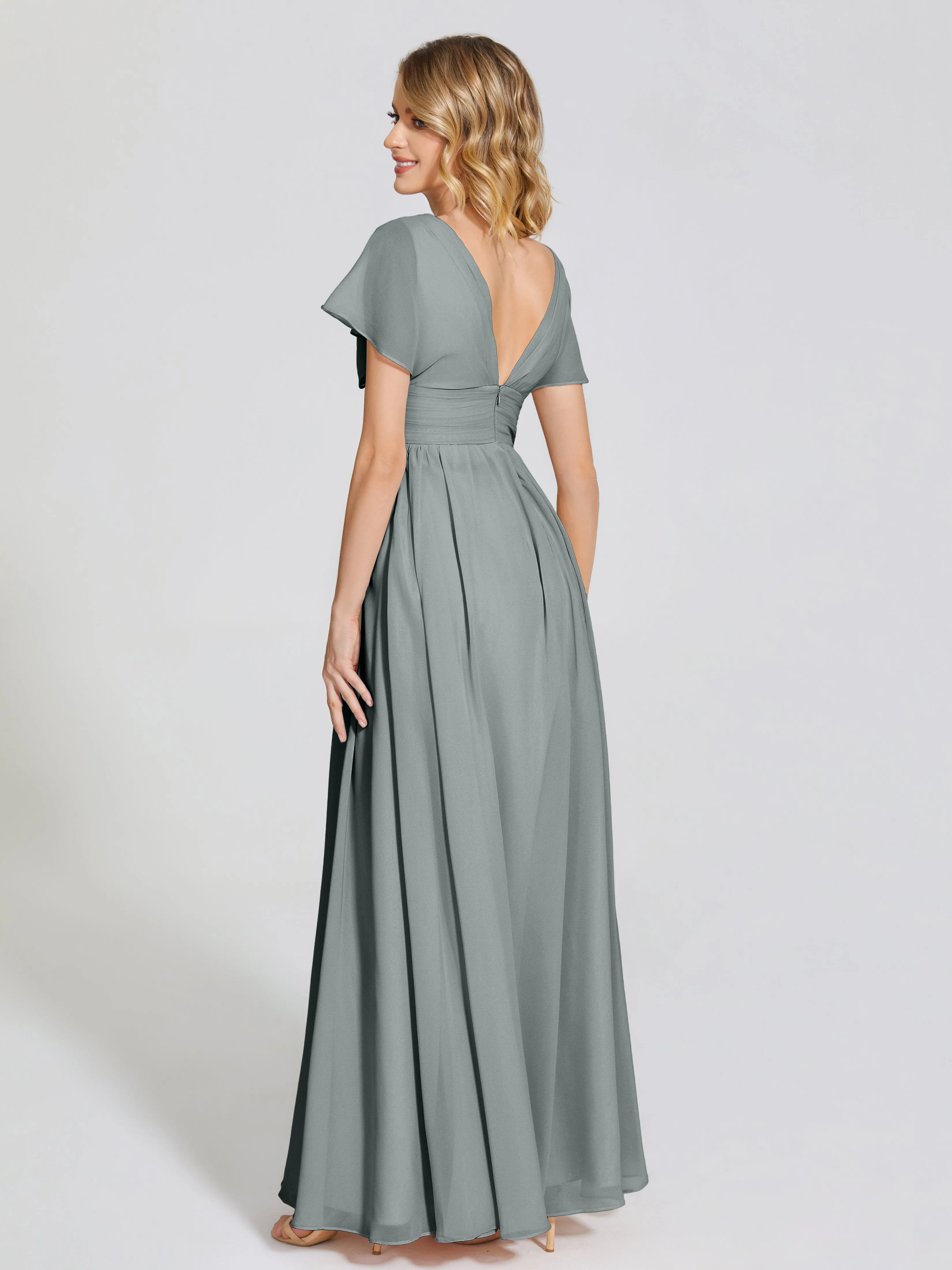 Malia Flowy Cap Sleeves Bridesmaid Dresses With Pockets